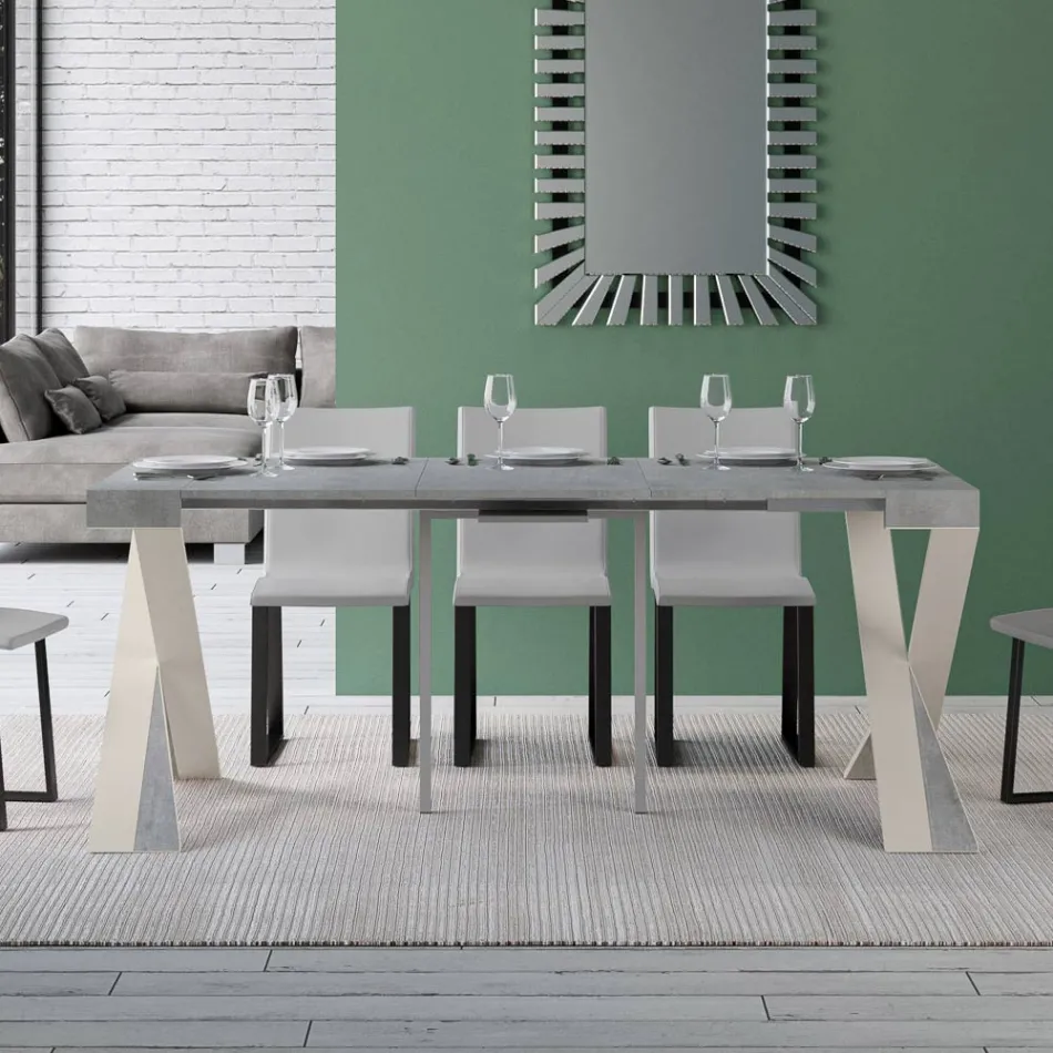 Moderne Konsole, ausziehbar auf 300 cm, mit weißem Rahmen, hergestellt in Italien – Spiegel Viadurini
