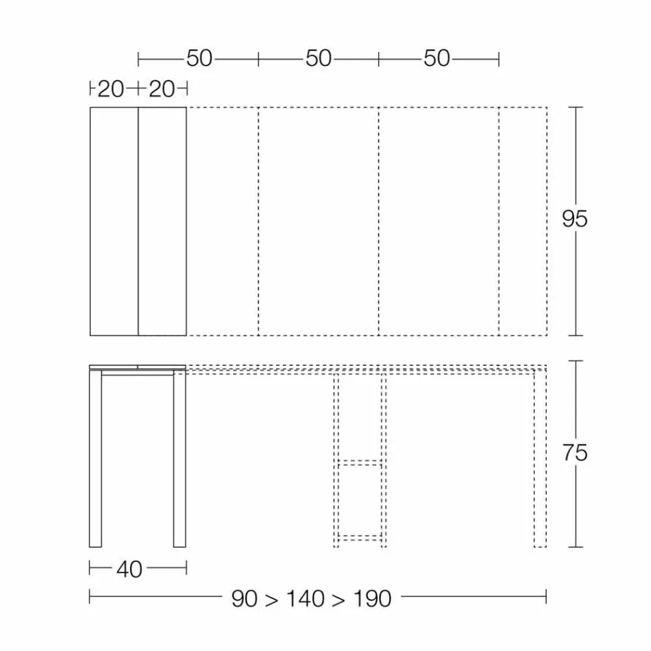 Ausziehbare moderne Konsole aus Eichenholz und Metall Made in Italy - Nappo Viadurini