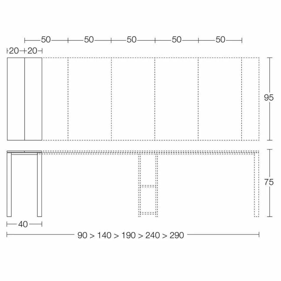 Ausziehbare moderne Konsole aus Eichenholz und Metall Made in Italy - Nappo Viadurini