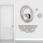 Moderne Designkonsole aus Sand und beige Holz für die Wandmontage - Orbit Viadurini