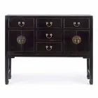 Vintage Design Black Elm Wood Konsolentisch 5 Schubladen Homemotion - Sonten Viadurini