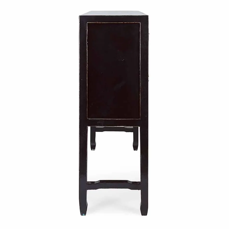 Vintage Design Black Elm Wood Konsolentisch 5 Schubladen Homemotion - Sonten Viadurini