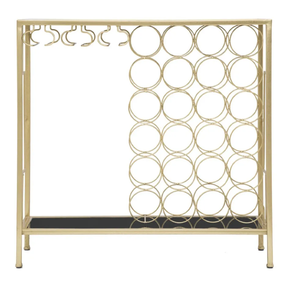 Glasflaschenhalter-Konsole mit goldener Eisenstruktur - Vicio Viadurini