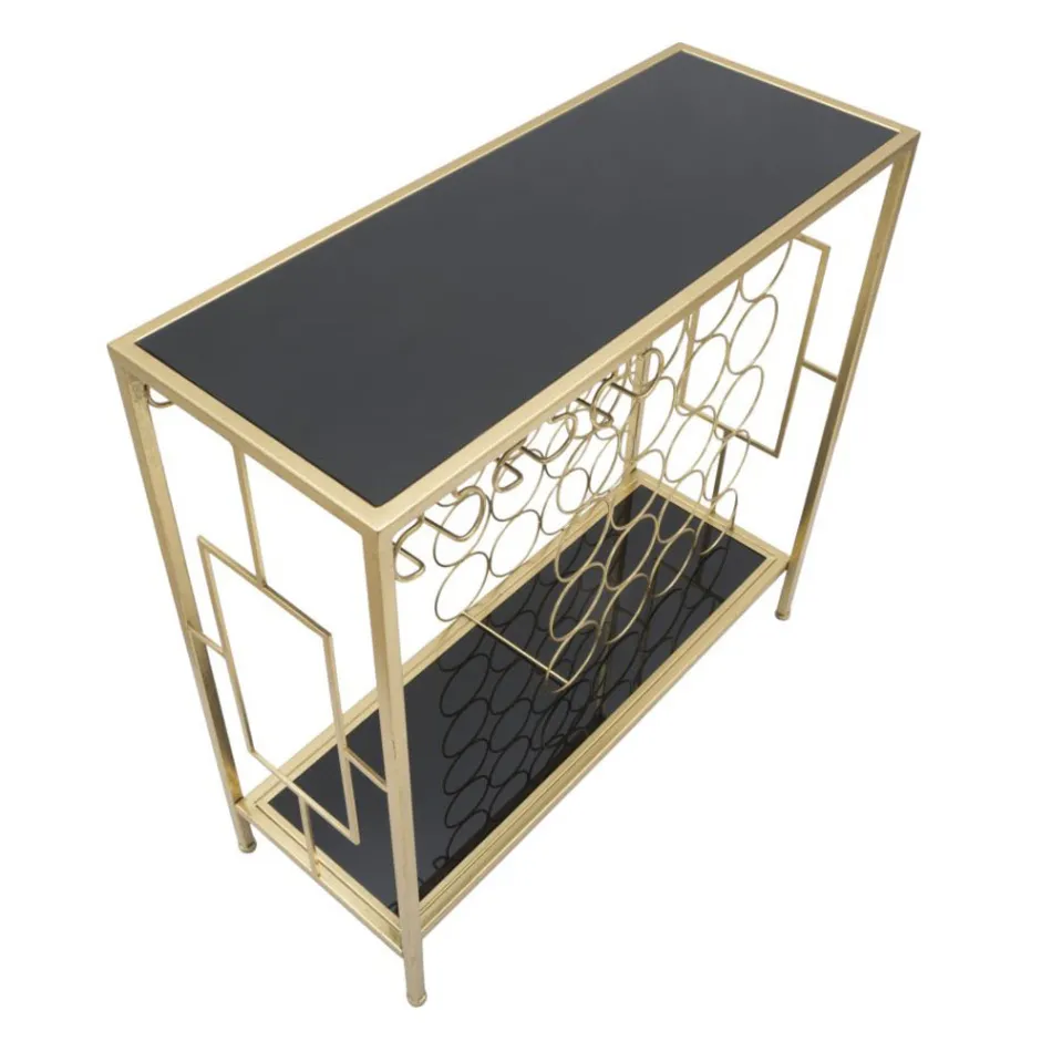 Glasflaschenhalter-Konsole mit goldener Eisenstruktur - Vicio Viadurini