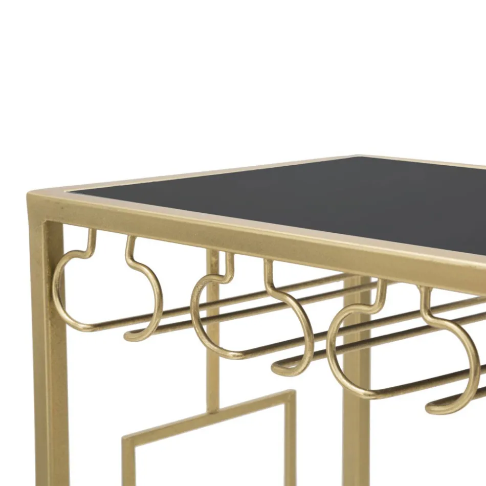 Glasflaschenhalter-Konsole mit goldener Eisenstruktur - Vicio Viadurini