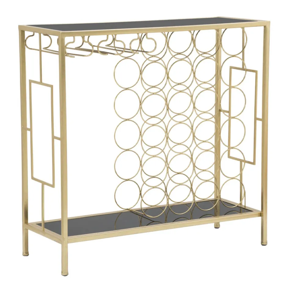 Glasflaschenhalter-Konsole mit goldener Eisenstruktur - Vicio Viadurini