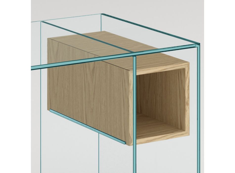 Konsolentisch aus extraklarem Glas und Holz Made in Italy - Damiano Viadurini