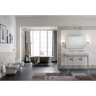 Badezimmerkonsole Vintage L 135 cm mit Doppelschale aus Keramik Made in Italy - Nausica Viadurini