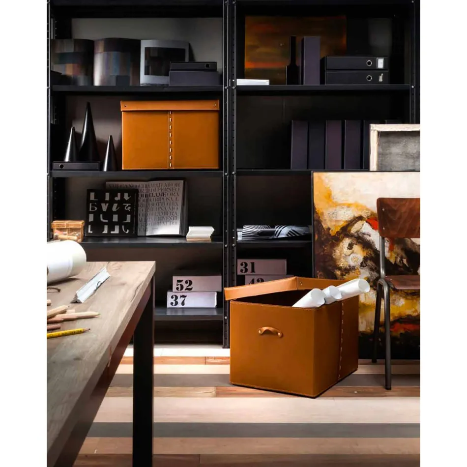Moderne Aufbewahrungsbox aus regeneriertem Leder Made in Italy - Gabry Viadurini