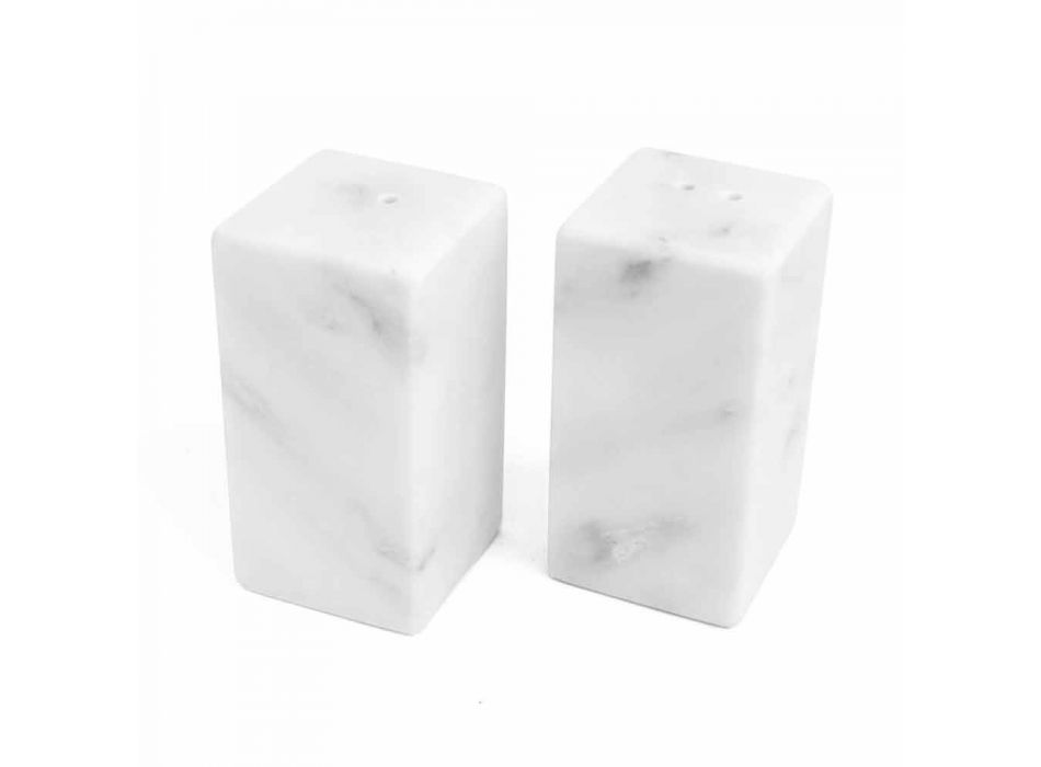 Salz- und Pfefferbehälter aus weißem Carrara-Marmor Made in Italy - Julio Viadurini