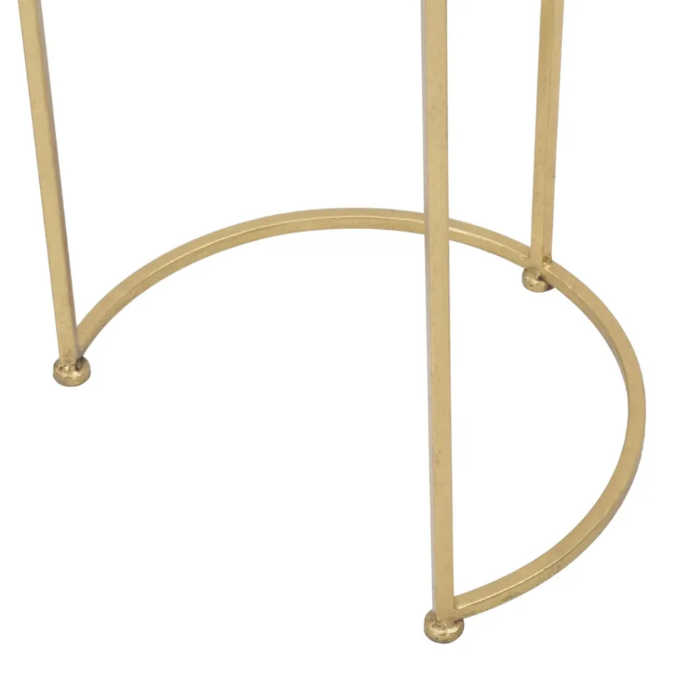 Paar runde Couchtische aus Glas und goldenem Eisen - Avola Viadurini