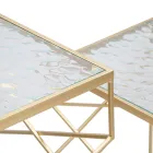 Paar quadratische Telefontische aus goldenem Eisen und Glasplatte - Pope Viadurini