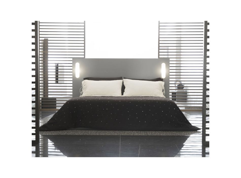 Bettbezug aus schwarzem Leinen mit Kristallen Luxus Doppelbett - Damante Viadurini
