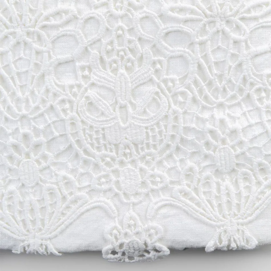 Doppelbett-Bettbezug aus Leinen mit Aufbewahrungstasche mit Spitzentropfen – Amadeus Viadurini