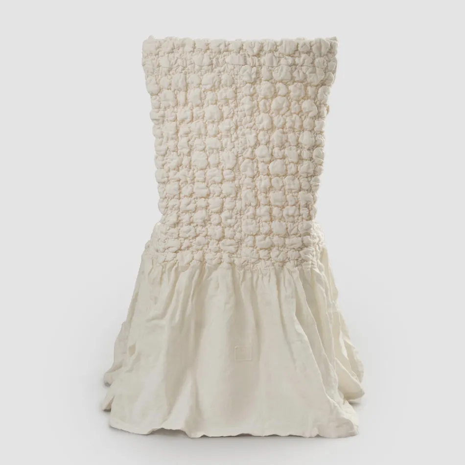 Eleganter Stuhlbezug mit Rückenlehne für Wohnzimmer aus besticktem Leinen – Panteo Viadurini