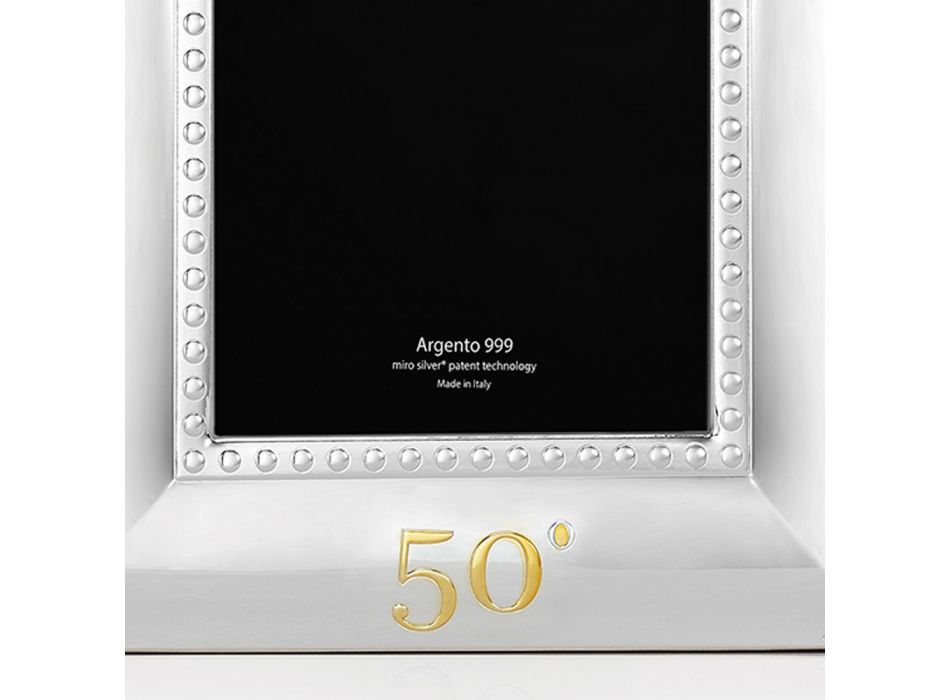 Silberner Luxus-Fotorahmen zum Jubiläum 25 oder 50 Jahre - Sallustio Viadurini