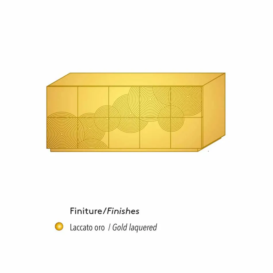 Anrichte mit 10 ante Slate, modernem Design, weiß, schwarz oder gold Viadurini