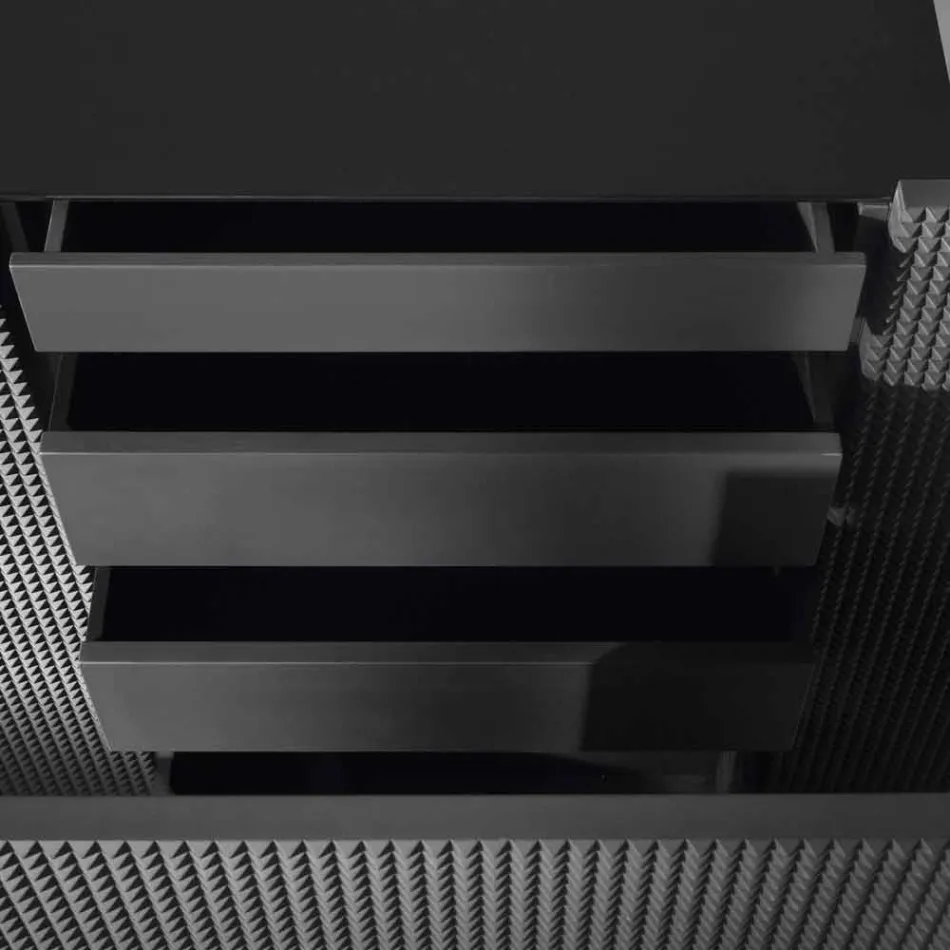 Sideboard mit zwei schwarzen Türen mit 2 Türen und ausziehbarer Schublade Flora Viadurini