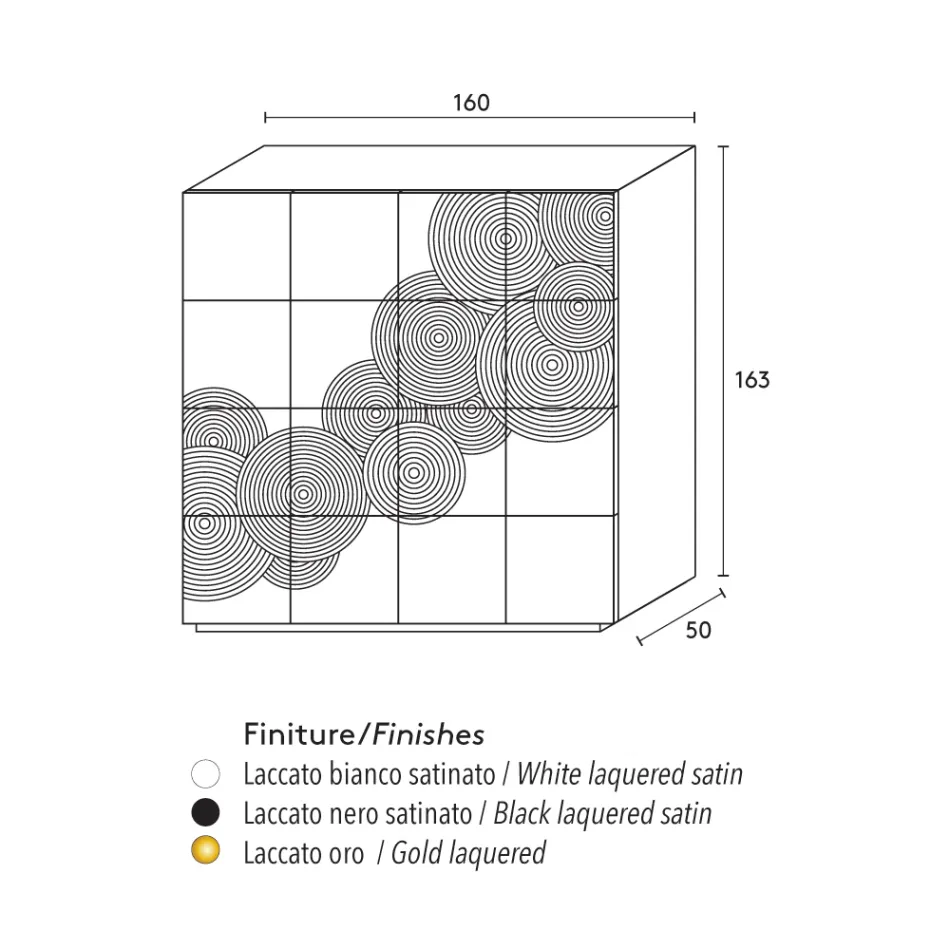 Modernes Design-Sideboard mit 8 Türen Ardesia, weiß, schwarz oder gold Viadurini