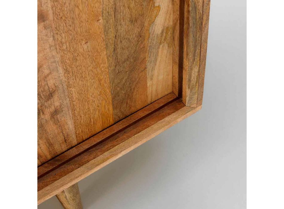 Sideboard mit zwei Design-Schiebetüren aus Mangoholz, Cepagatti Viadurini