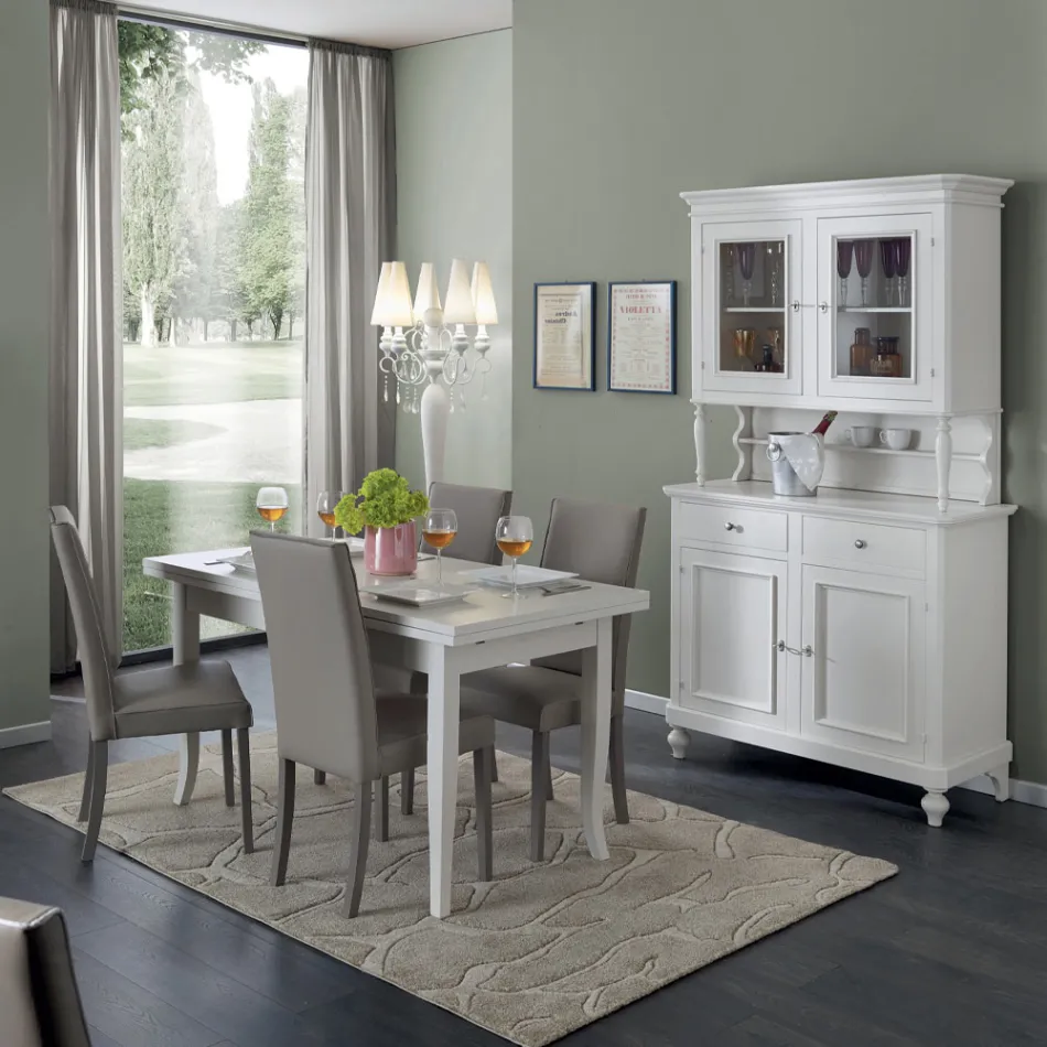 Hohes Sideboard mit Wohnzimmervitrine aus Holz, hergestellt in Italien – Bran Viadurini