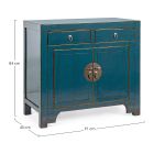 Niedriges Sideboard mit 2 Türen und 2 Schubladen aus blauem Ulmenholz Homemotion - Konan Viadurini