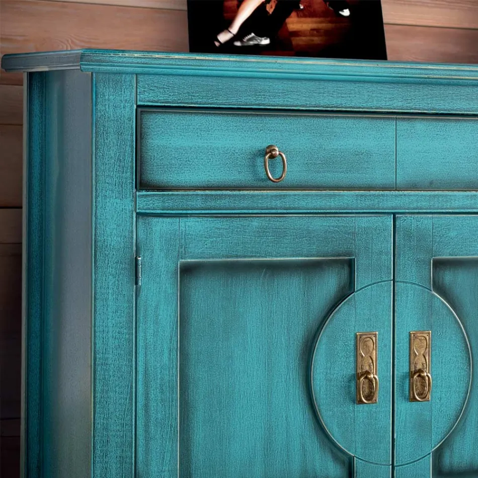 Sideboard mit 3 Türen und 3 Schubladen in verschiedenen Ausführungen, hergestellt in Italien – Ganesha Viadurini