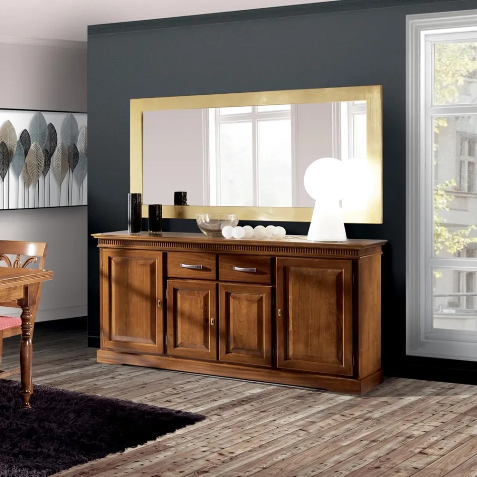 Sideboard mit 4 Türen und 2 Schubladen aus Bassano-Holz, hergestellt in Italien – Tanit Viadurini