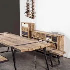 Sideboard mit Struktur aus Mangoholz und Stahl im Industriestil - Vidia Viadurini