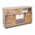 Sideboard mit Struktur aus Mangoholz und Stahl im Industriestil - Vidia