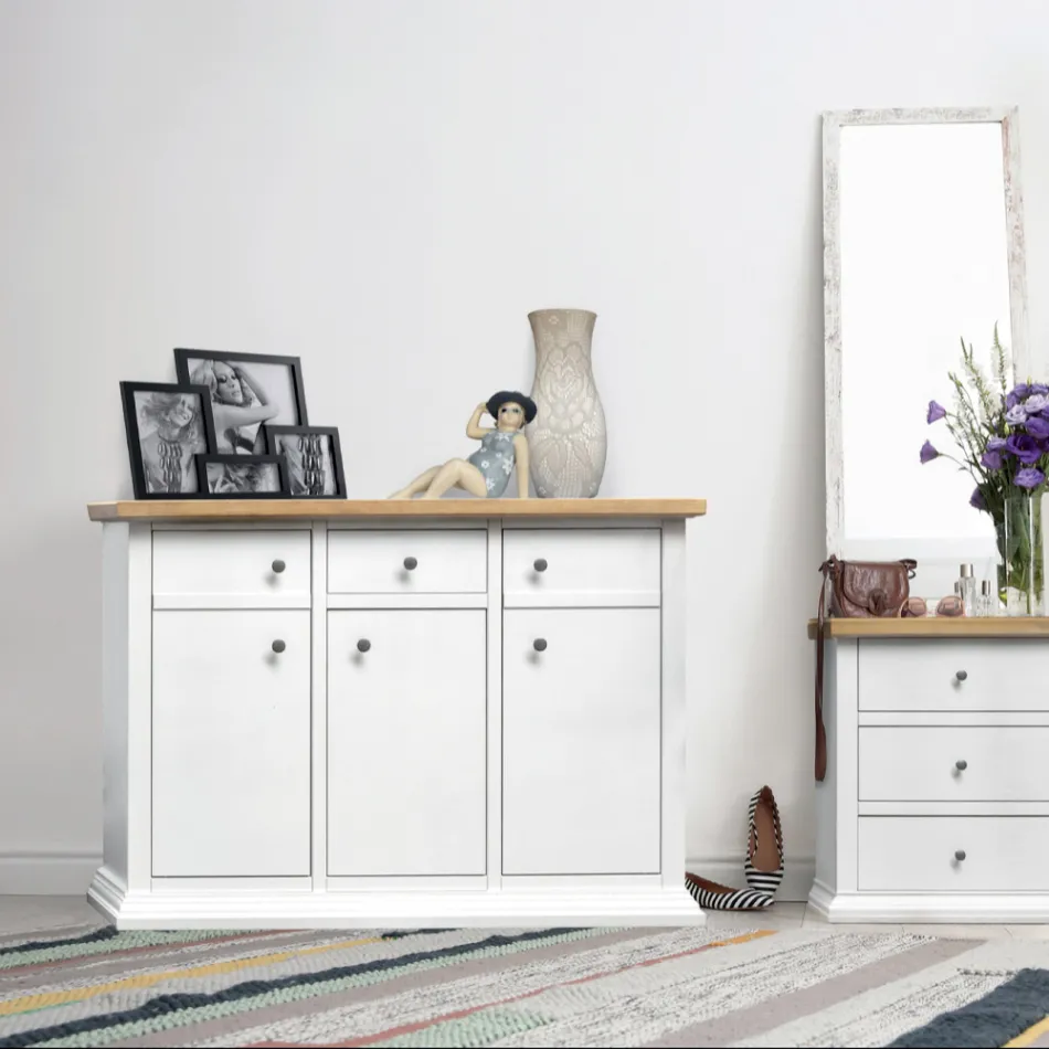 Sideboard mit Struktur aus furnierten Holzpartikeln, hergestellt in Italien – Odino Viadurini