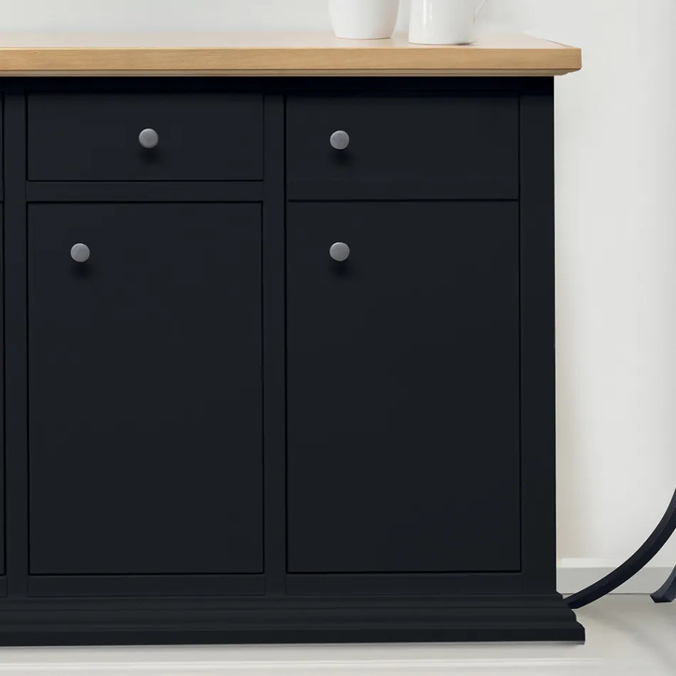 Sideboard mit Struktur aus furnierten Holzpartikeln, hergestellt in Italien – Odino Viadurini