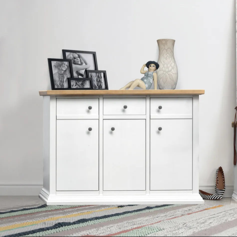 Sideboard mit Struktur aus furnierten Holzpartikeln, hergestellt in Italien – Odino Viadurini