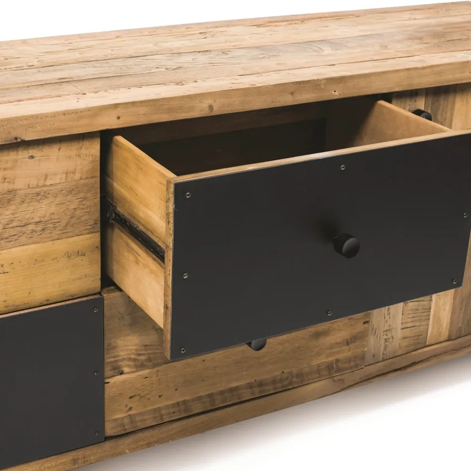 Indoor-Sideboard mit einer Tür, 4 Schubladen und Metallfüßen - Slide Viadurini