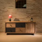 Indoor-Sideboard mit einer Tür, 4 Schubladen und Metallfüßen - Slide Viadurini