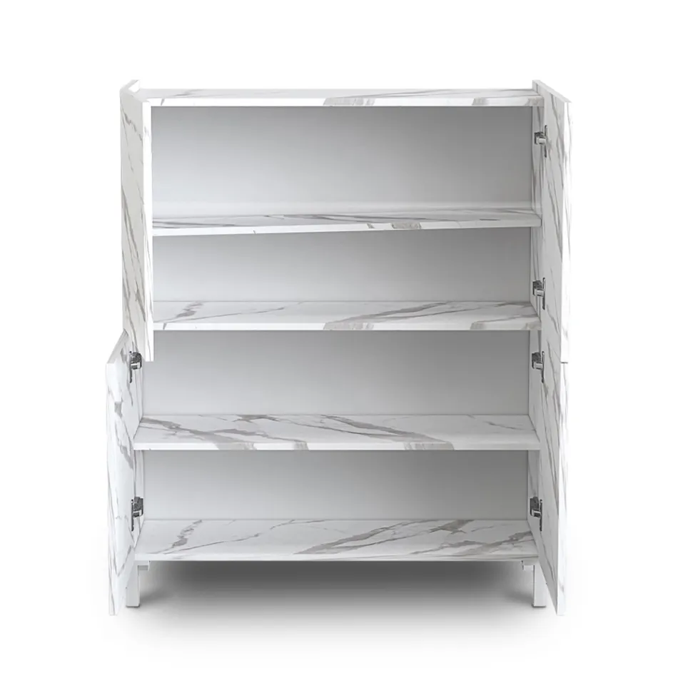 Wohnzimmer-Sideboard mit Melamin-Marmor-Finish, hergestellt in Italien – Zink Viadurini