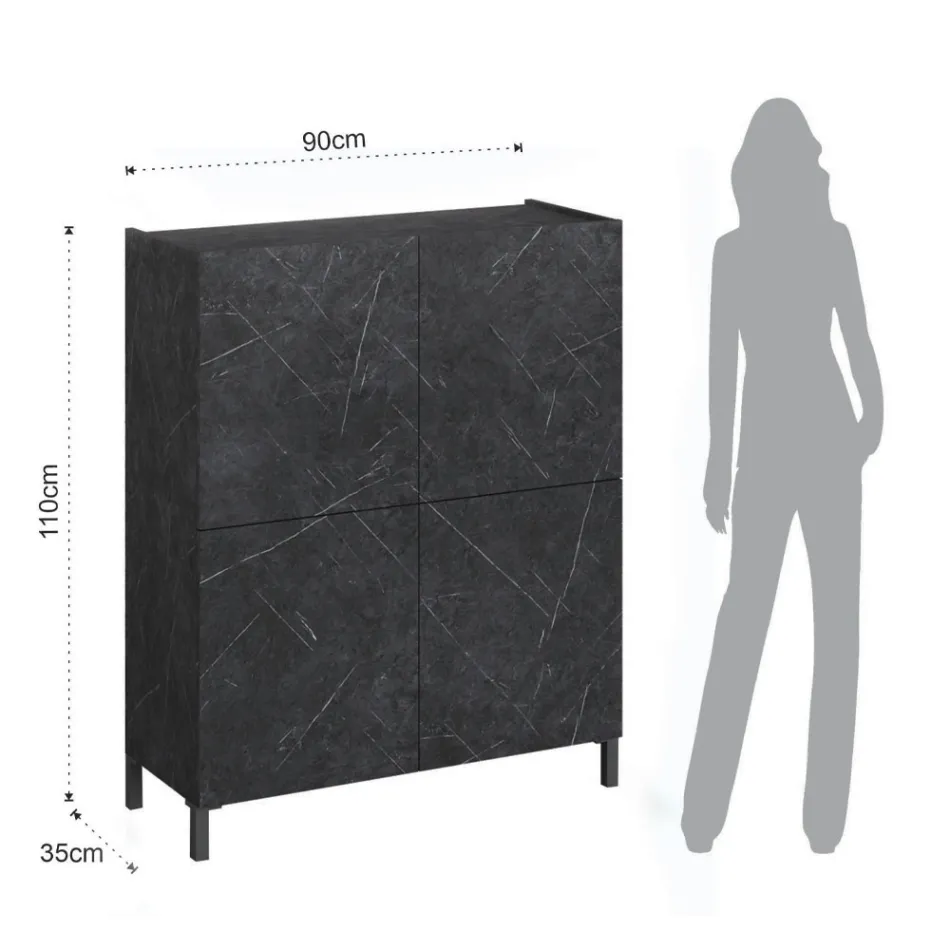 Wohnzimmer-Sideboard mit Melamin-Marmor-Finish, hergestellt in Italien – Zink Viadurini