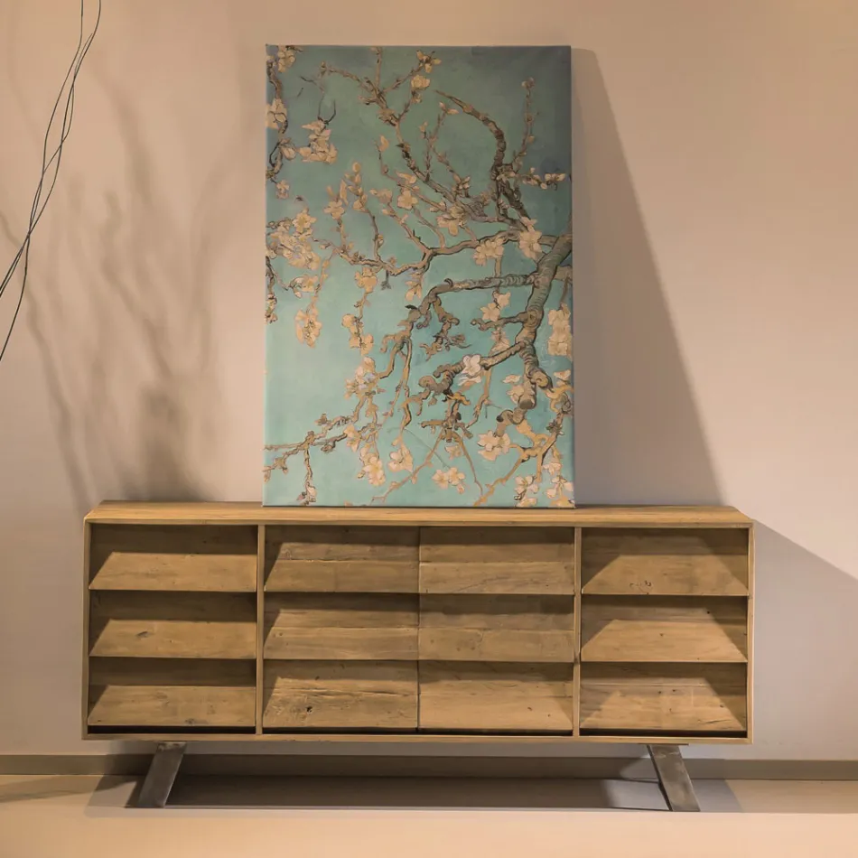 Wohnzimmer-Sideboard mit 2 zentralen Türen und 6 seitlichen Schubladen - Slide Viadurini