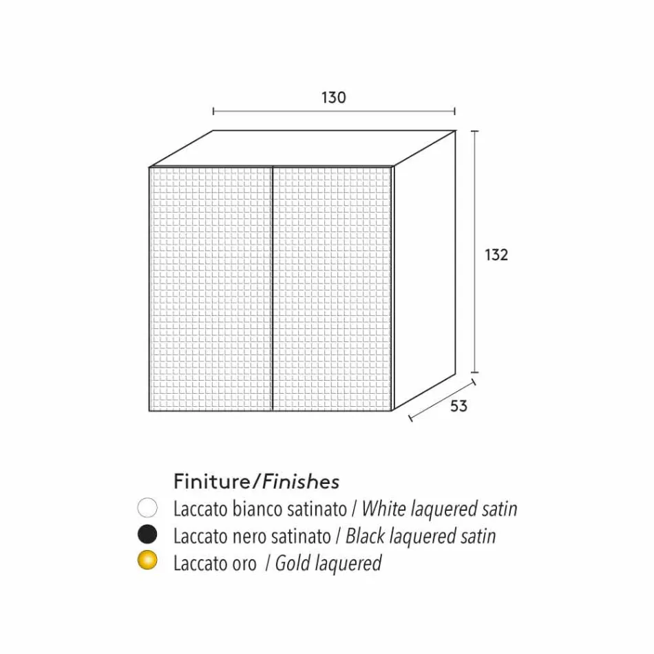 Design Anrichte mit 2 Türen weiß, schwarz oder gold Muster Flora Viadurini