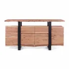 Design Sideboard aus Akazienholz und Homemotion lackiertem Stahl - Lanza Viadurini