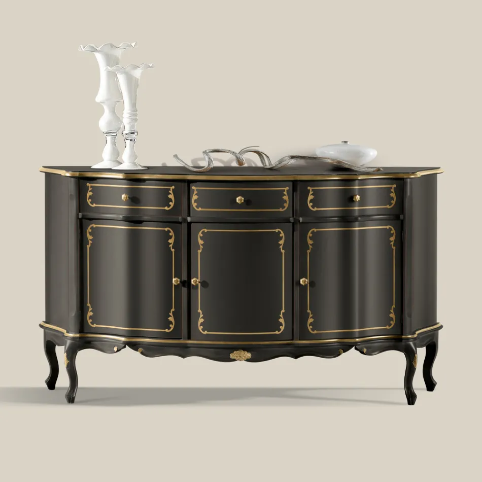 Luxuriöses Sideboard mit 3 Türen und 3 Holzschubladen Made in Italy - Leonor Viadurini
