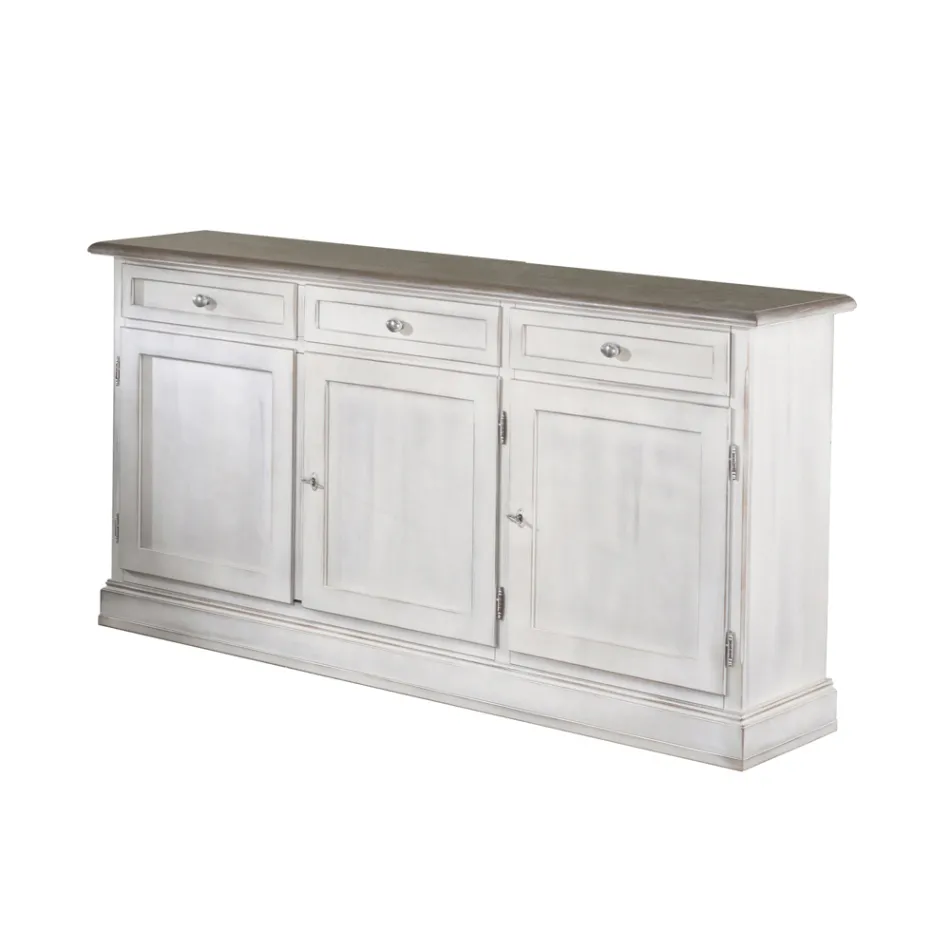 Holz-Sideboard mit 3 Schubladen und 3 Türen, hergestellt in Italien – Uller Viadurini