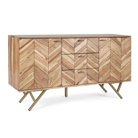 Sideboard aus Akazienholz mit 2 Türen und 3 Schubladen Design Homemotion - Carla Viadurini