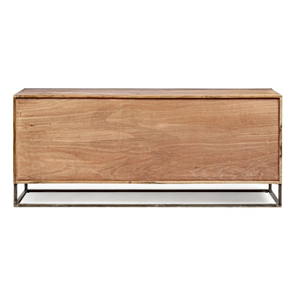 Sideboard aus Akazienholz und Stahl 3 oder 4 Türen Homemotion - Cristoforo Viadurini