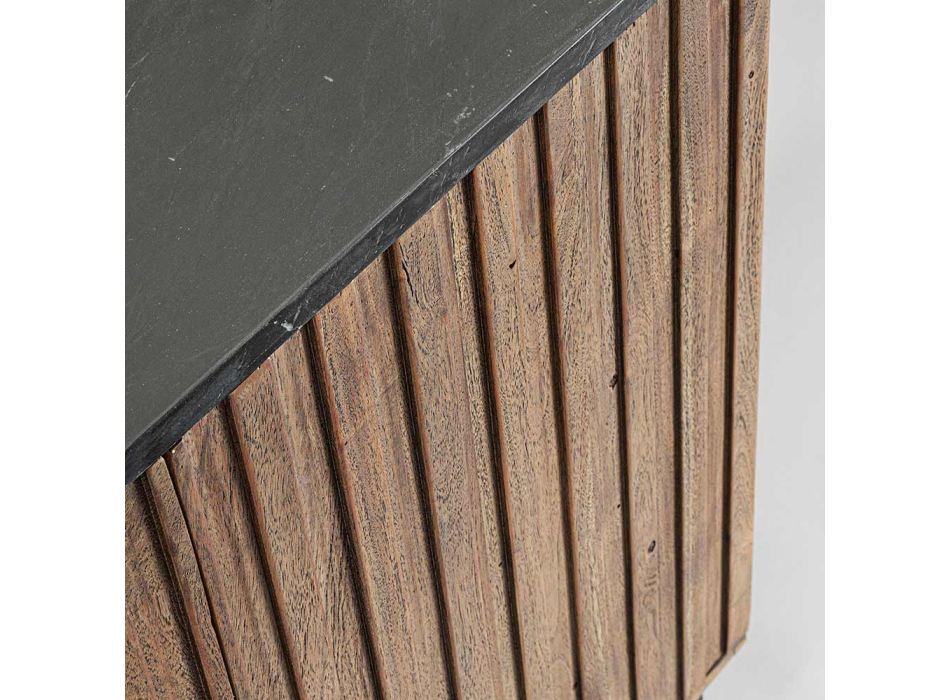 Sideboard aus Akazienholz und Marmorplatte im Vintage-Design - Syrio Viadurini
