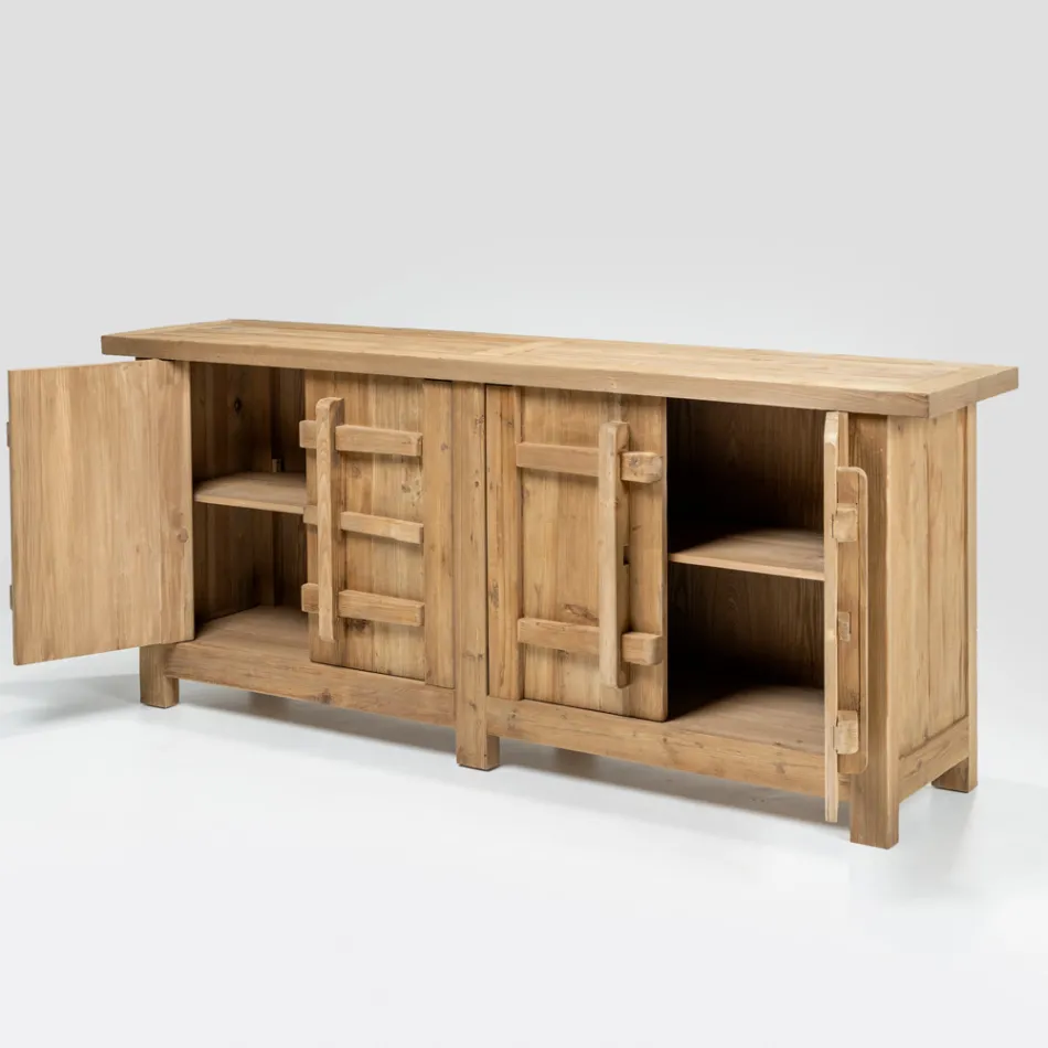 Sideboard aus naturbelassenem, gealtertem Kiefernholz mit 2 oder 4 Türen - Aituno Viadurini