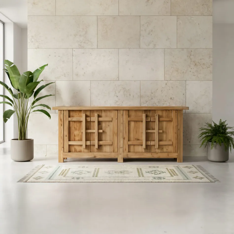 Sideboard aus naturbelassenem, gealtertem Kiefernholz mit 2 oder 4 Türen - Aituno Viadurini
