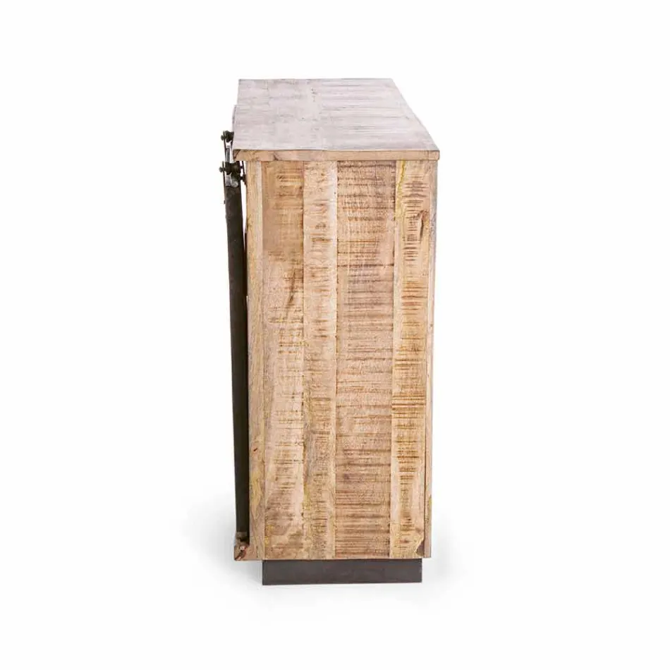 Sideboard aus Holz und Stahl mit Tür und 4 Schubladen im Industriestil - Renza Viadurini