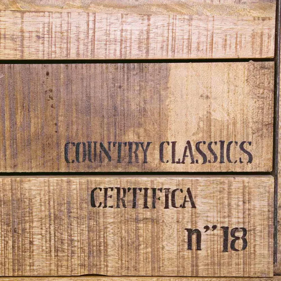 Sideboard aus Holz und Stahl mit Tür und 4 Schubladen im Industriestil - Renza Viadurini