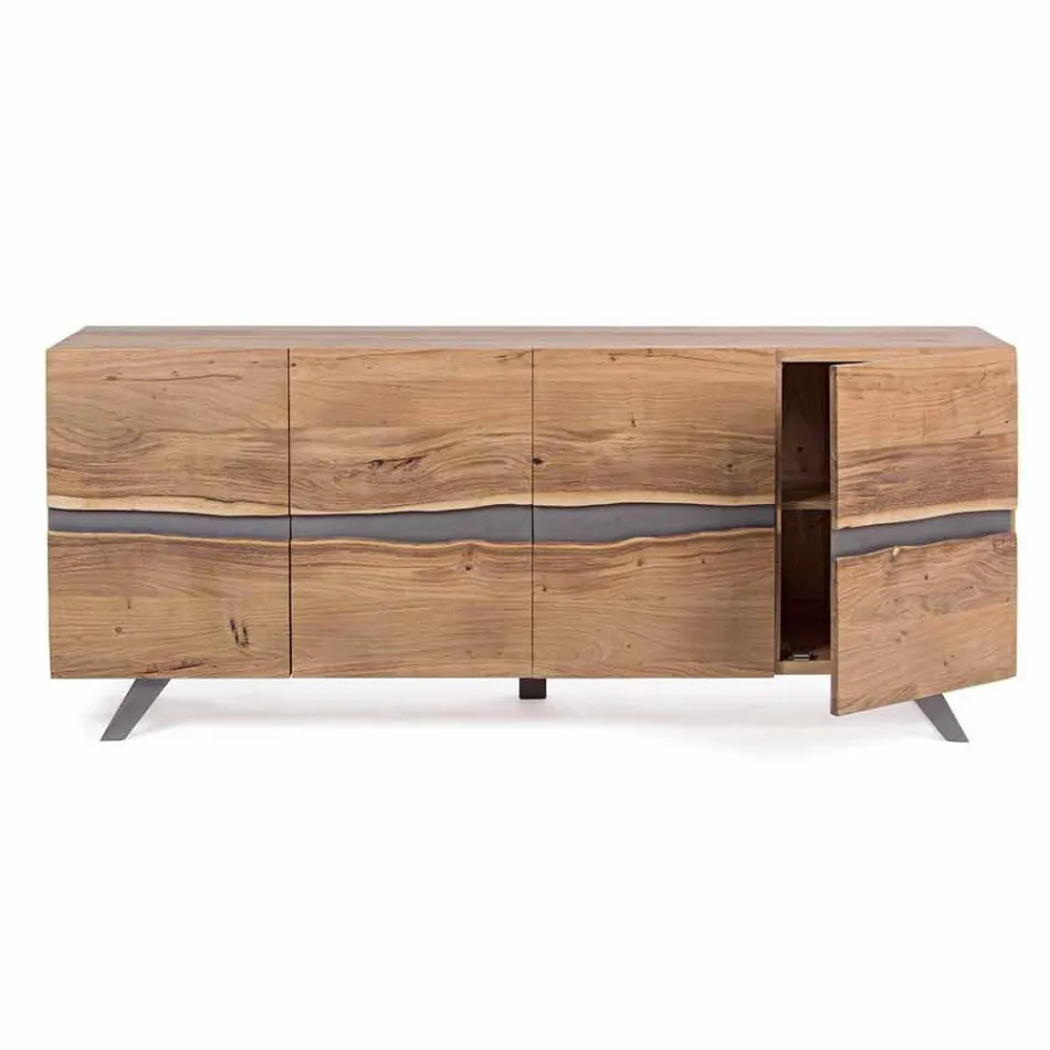 Sideboard aus Holz und lackiertem Stahl Modernes Design Homemotion - Silvia Viadurini